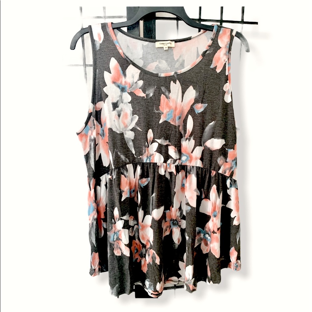 Sweet Lovely Empire Floral Tank 3X